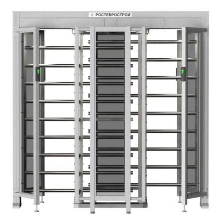 Турникет уличный полноростовой двухпроходной Ростов-Дон ПР2С/3М2 НЕРЖ с ограждением из закаленного стекла