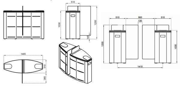 Турникет раздвижной однопроходной Came Sliding Gate SG90, 900 мм, створки 1200 мм (SG90M)