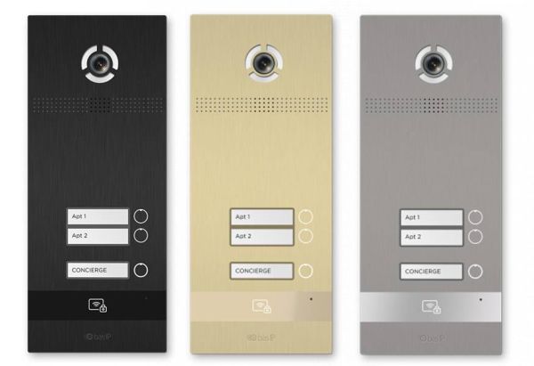 Вызывная панель на 2 абонента Bas-IP BI-02FB Silver с идентификацией по смартфону и распознаванием лиц