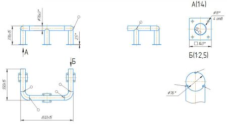 Колесоотбойник для защиты островка безопасности Интемс (821х550 мм)