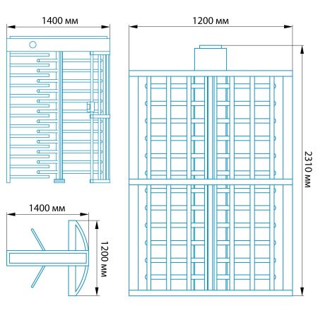 Полноростовой роторный турникет Блокпост РСТ 600