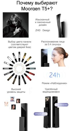 Электронный биометрический замок Moorgen T5+, 7-ми ригельный, кристаллы Сваровски, видеоглазок, Face-ID, Wi-Fi Электронный биометрический замок Moorgen T5+, 7-ми ригельный, кристаллы Сваровски, видеоглазок, Face-ID, Wi-Fi