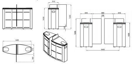 Турникет раздвижной двухпроходной Came Sliding Gate SG90, 900 мм, створки 1200 мм (SG90M-DBL)