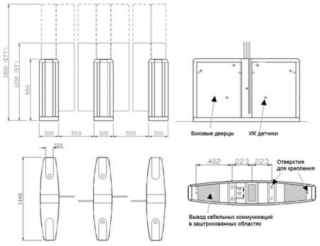 Левый модуль проходной Gunnebo SpeedStile FP EV 1200 (SSFRNCLH120NL)
