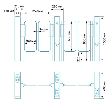 Боковой модуль распашного турникета Блокпост Vector 300