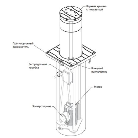 Электромеханический боллард BFT STOPPY MBB/ DACOTA 220/500 из нерж. стали с подсветкой