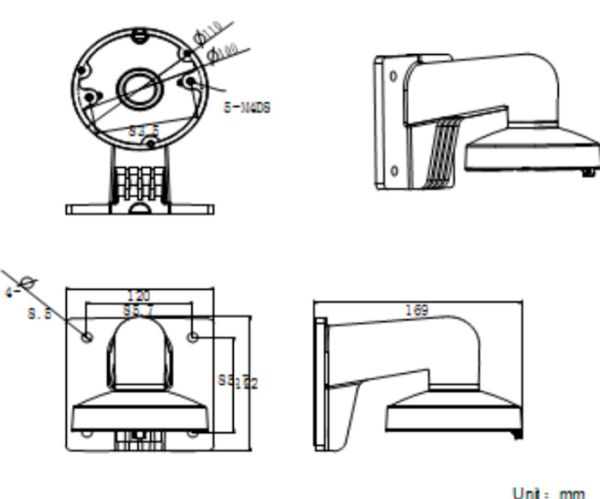 Настенный кронштейн HikVision DS-1272ZJ-110B для купольных камер