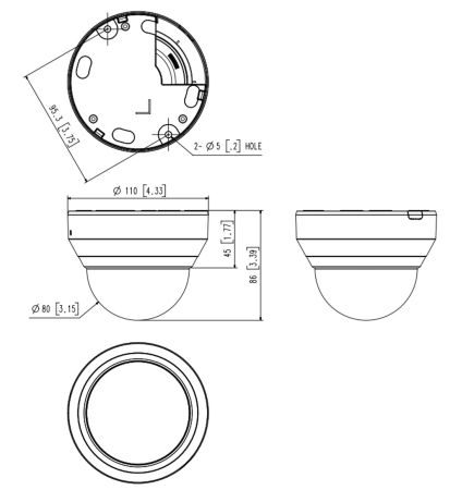 Купольная IP-видеокамера 2Мп Wisenet LND-6012R (2.8 мм)