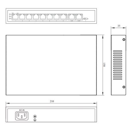 PoE-коммутатор RVi-1NS08F-2T (1G) неуправляемый сетевой
