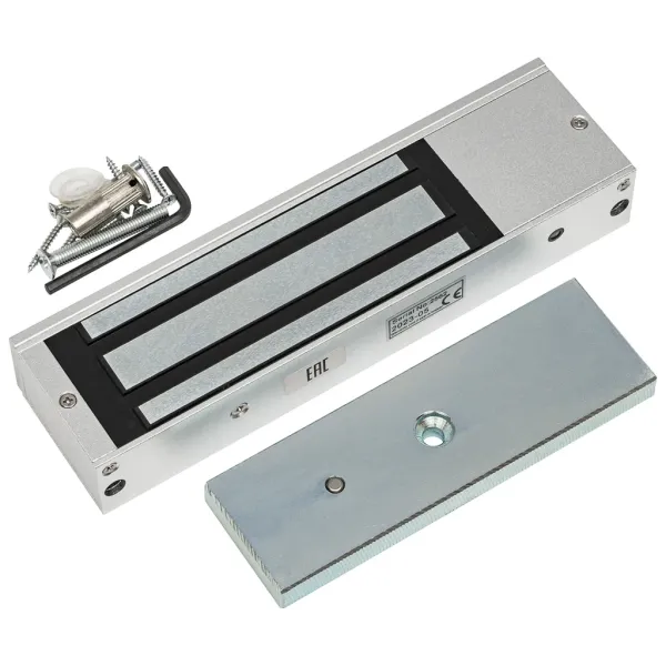 Электромагнитный замок AccordTec ML-500A с планкой, серебро