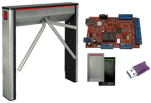 Электронная проходная Gate C-04 на базе тумбового турникета Oxgard Cube C-04 (с планками Антипаника)