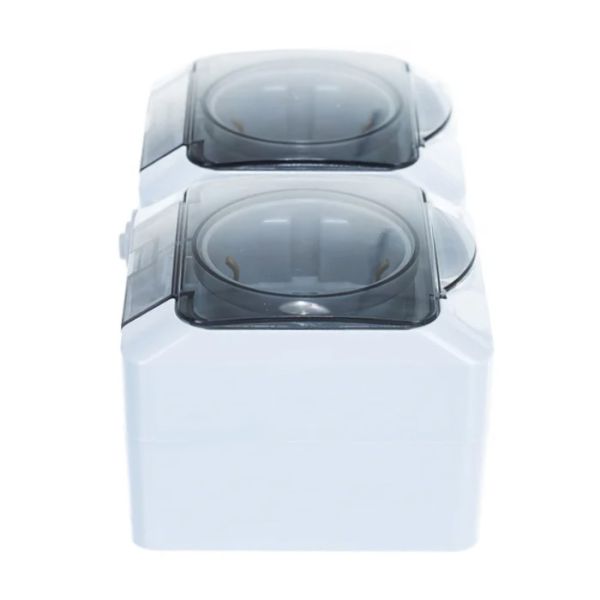 Розетка двойная Schneider Electric Этюд PA16-244C с заземлением, со шторками, IP44, серый