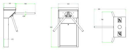 Турникет-трипод тумбовый ZKTeco TS1000 Pro без считывателей (с планками)