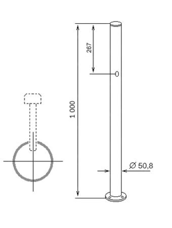 Стойка с отверстием для фиксатора створки ASP-D50,8-05 из нержавеющей стали AISI304