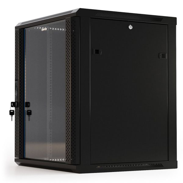 Шкаф настенный Hyperline TWB-1266-GP-RAL9004, 19", 12U