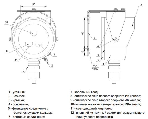 Извещатель пожарный Рубеж Тюльпан 64/3 Ex-R3 пламени, взрывозащищённый, адресно-аналоговый