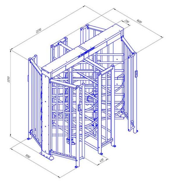 Турникет-шлюз полноростовой двухпроходной Ростов-Дон ПР2Ш/4М2