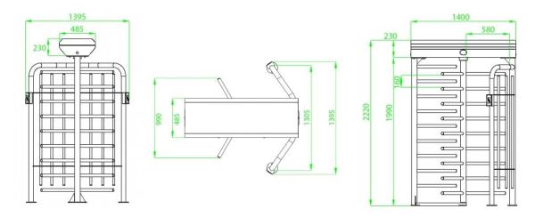 Турникет полноростовой ZKTeco FHT2311 3-х лопастной (120°), с RFID считывателями