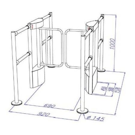 Турникет с распашными створками ОМА-36.786 (LI) из нержавеющей стали