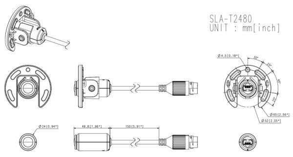 Цилиндрический выносной видеомодуль 2Мп Wisenet SLA-T2480 для IP камеры XNB-6001