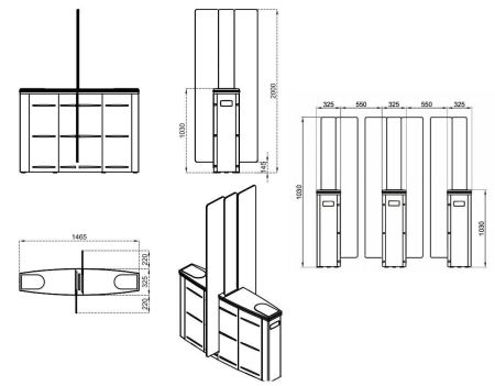 Центральный модуль раздвижного турникета Came Sliding Gate SG55, 550 мм, створка 900 мм (SG55SC)