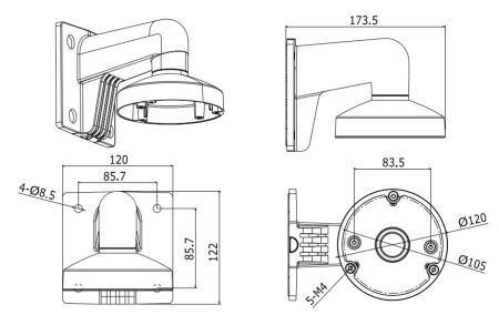 Настенный кронштейн HikVision DS-1272ZJ-120 для купольных камер