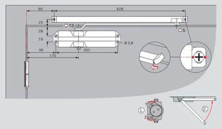 Скользящий канал для доводчиков dormakaba TS Profil, TS Compakt, TS 68, белый