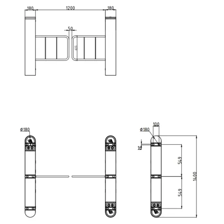 Турникет распашной Avix AV.SG.6657M уличный из нержавеющей стали
