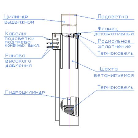 Противотаранный боллард Silar ДПС 27.100.18Г с внешней гидростанцией Противотаранный боллард Silar ДПС 27.100.18Г с внешней гидростанцией