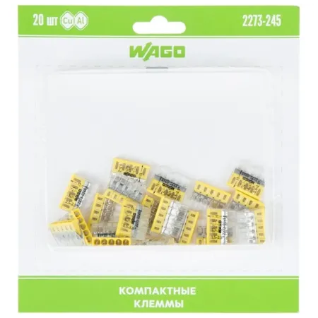 Клеммная колодка 5-проводная WAGO 2273-245 с пастой (20 штук)