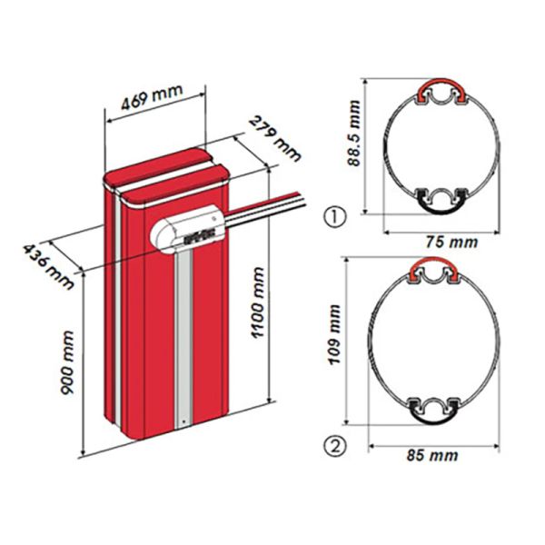 Комплект автоматического шлагбаума Faac B680H/5 c круглой стрелой 5.3 м