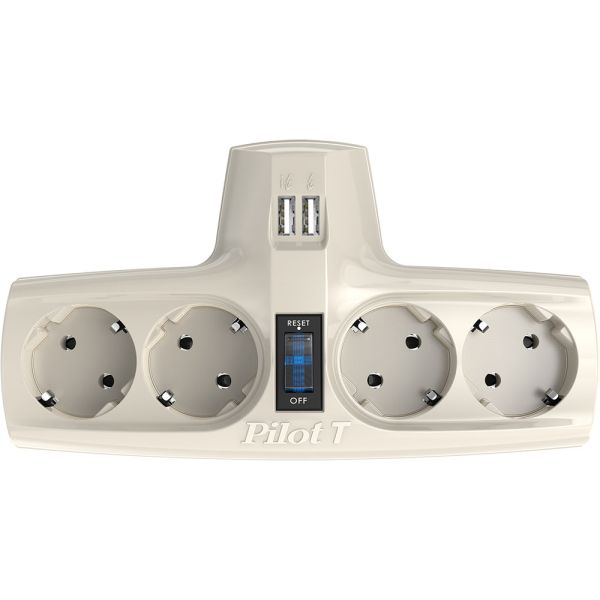 Сетевой фильтр Pilot T USB, 4 розетки (евро с заземлением), 2*USB