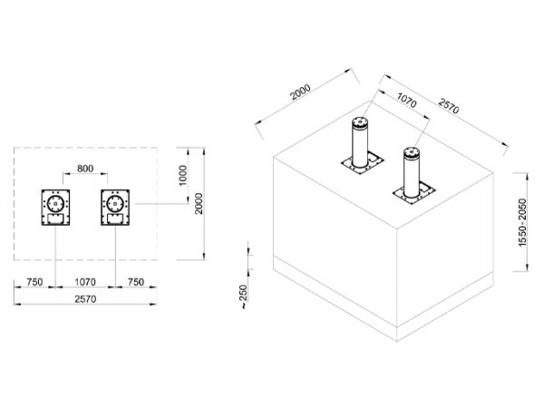 Блокиратор автоматический выдвижной Came HBD 275H900, 2 болларда