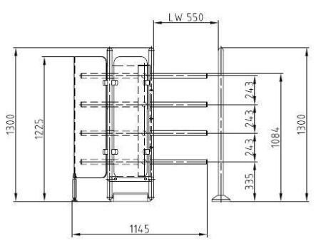 Роторный четырехлопастной полуростовой турникет Gotschlich Vario 1300 E-90 (6VAR13E4A) Роторный четырехлопастной полуростовой турникет Gotschlich Vario 1300 E-90 (6VAR13E4A)
