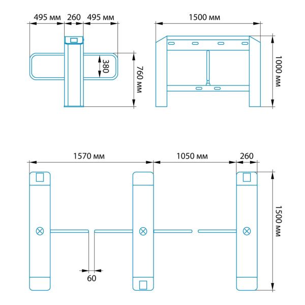 Центральный модуль распашного турникета Блокпост СДВ 1000