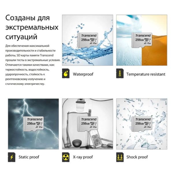 Карта памяти microSDXC Transcend 256 ГБ, TS256GUSD300S-A, UHS-I U3 V30 A1 + ADP (100/40 Mb/s) Карта памяти microSDXC Transcend 256 ГБ, TS256GUSD300S-A, UHS-I U3 V30 A1 + ADP (100/40 Mb/s)
