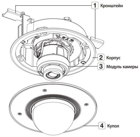 Купольная встраиваемая IP-видеокамера 2Мп Wisenet XND-6081RF (2.8-12 мм)