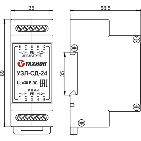 Устройство защиты оборудования в линиях систем сигнализации Тахион УЗЛ-СД-24