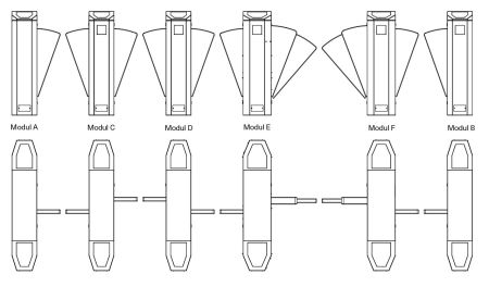 Боковая секция B раздвижного турникета Magnetic MPR-112B-A131 520 мм с платой управления, с PUR створками
