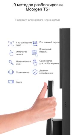 Электронный биометрический замок Moorgen T5+, 7-ми ригельный, кристаллы Сваровски, видеоглазок, Face-ID, Wi-Fi Электронный биометрический замок Moorgen T5+, 7-ми ригельный, кристаллы Сваровски, видеоглазок, Face-ID, Wi-Fi