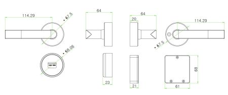 Электронный замок ZKTeco LH7500 с RFID считывателем Mifare