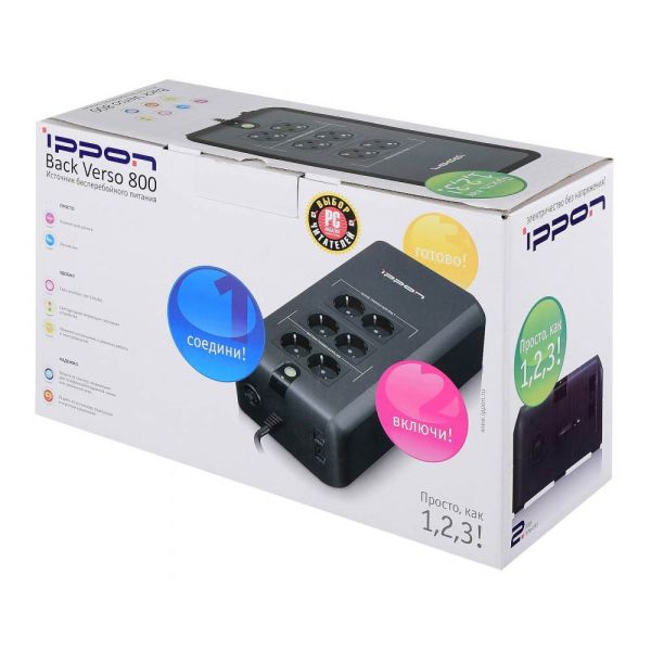 Источник бесперебойного питания IPPON Back Verso 800, 800ВA Источник бесперебойного питания IPPON Back Verso 800, 800ВA
