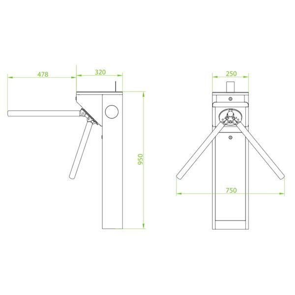 Турникет-трипод тумбовый ZKTeco mTS1000 Pro QR (с планками Антипаника)