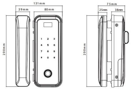 Биометрический замок ZKTeco GL300 для стеклянных дверей