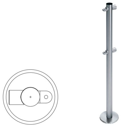 Стойка ограждения i-образная с 2-мя полупетлями Oxgard ВЗР 1996.01-01 под поворотную створку или секцию, 2 муфты