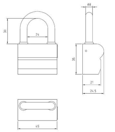 Навесной замок dormakaba VHZ.45, pextra plus, 2 ключа