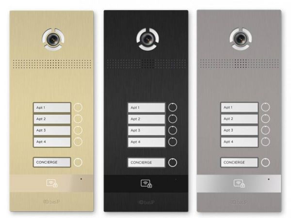 Вызывная панель на 4 абонента Bas-IP BI-04FB Black с идентификацией по смартфону и распознаванием лиц