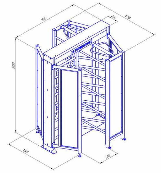 Турникет полноростовой Ростов-Дон ПР1С/3М2 НЕРЖ с ограждением из закаленного стекла