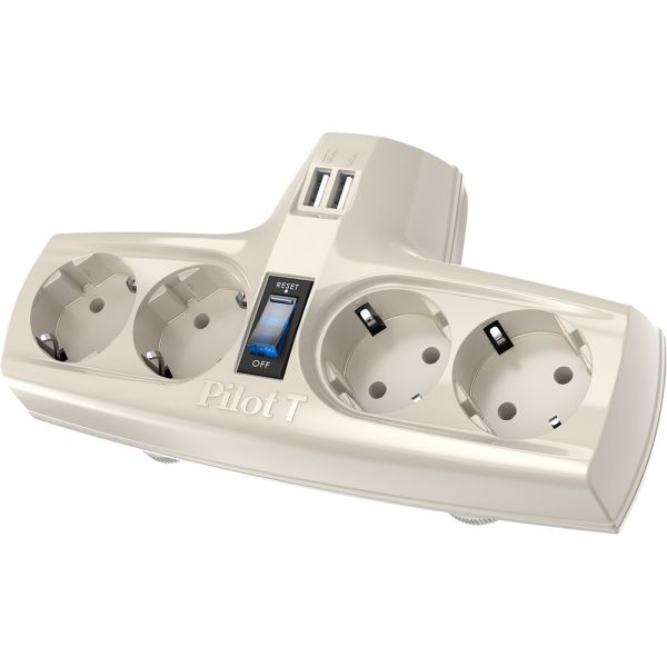Сетевой фильтр Pilot T USB, 4 розетки (евро с заземлением), 2*USB