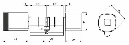 Электронный цилиндр dormakaba 1435 (белый, 30/30 мм, никель, внутренний)